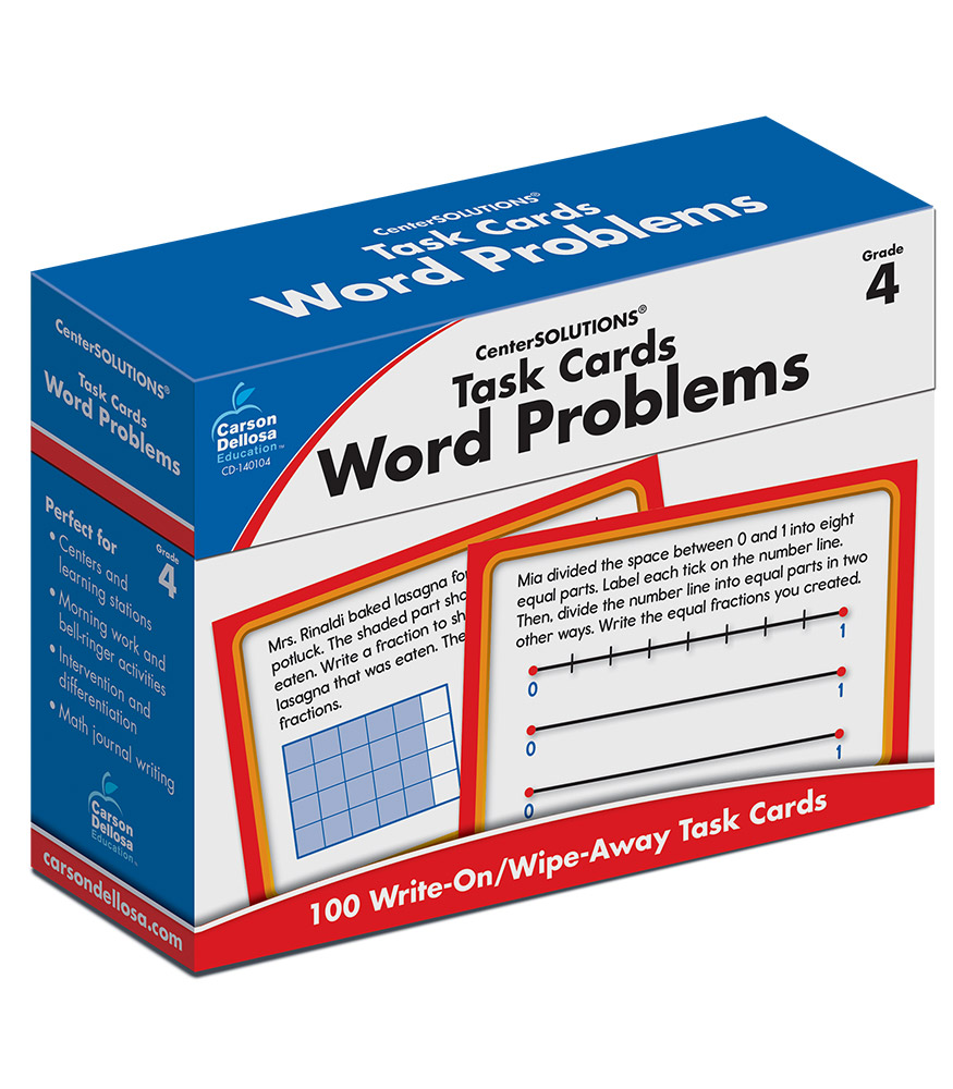 Carson Dellosa Cd-140104 4.9 X 6.4 X 2 In. Word Problems Task Cards, Grade 4