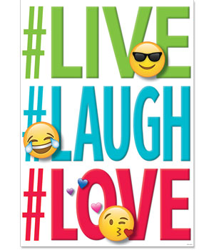 Ctp8097 Live, Laugh, Love Emoji Fun Inspire U Poster