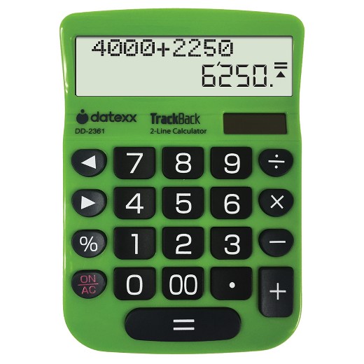 Dtxdd2361 2 Line Trackback Desktop Calculator, Green