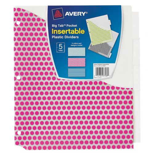 Ave07709 Avery Big 8 Tab Pocket Insertable Plastic Dividers