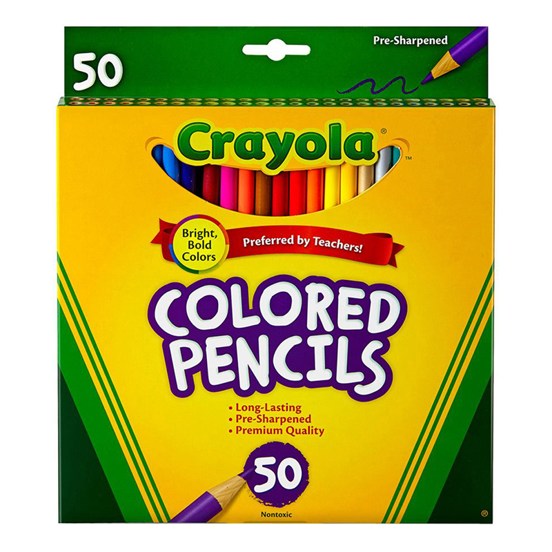 Crayola Bin684050bn Crayola Colored Pencils Full Len Assorted Colors Peggable, Box Of 2 - 50 Count Per Box