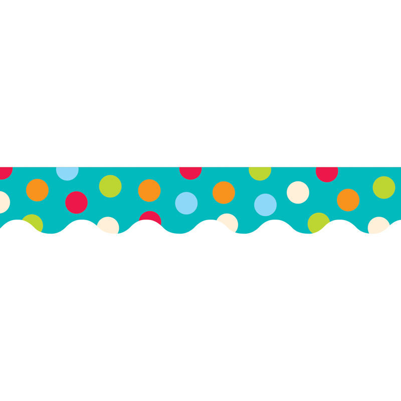 Ctp1038bn Dots On Turquoise Wavy Border - Pack Of 6