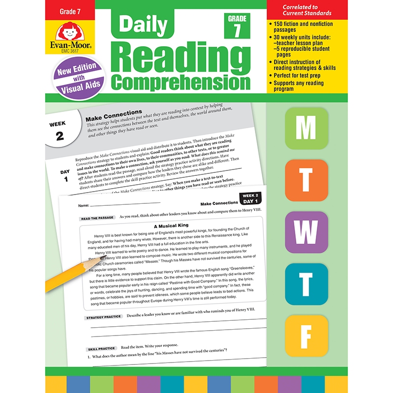 Emc3617 Daily Reading Comprehension, Grade 7