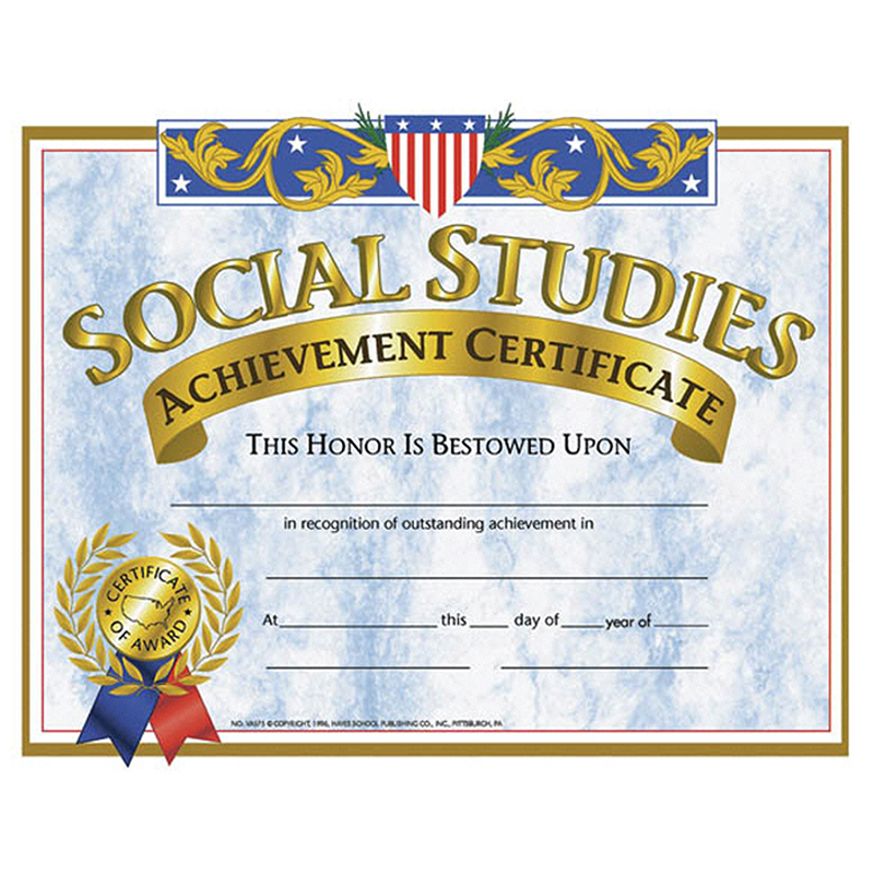 H-va575bn Certificates Social Studies - Pack Of 6