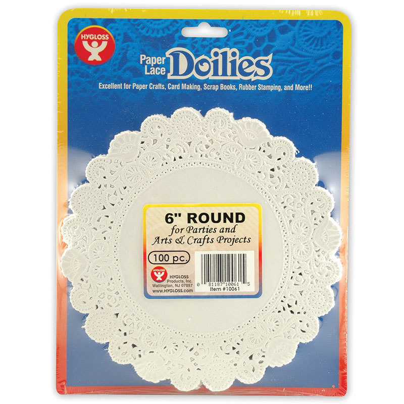 Hygloss Products Hyg10061bn 6 In. White Round Doilies - Pack Of 6