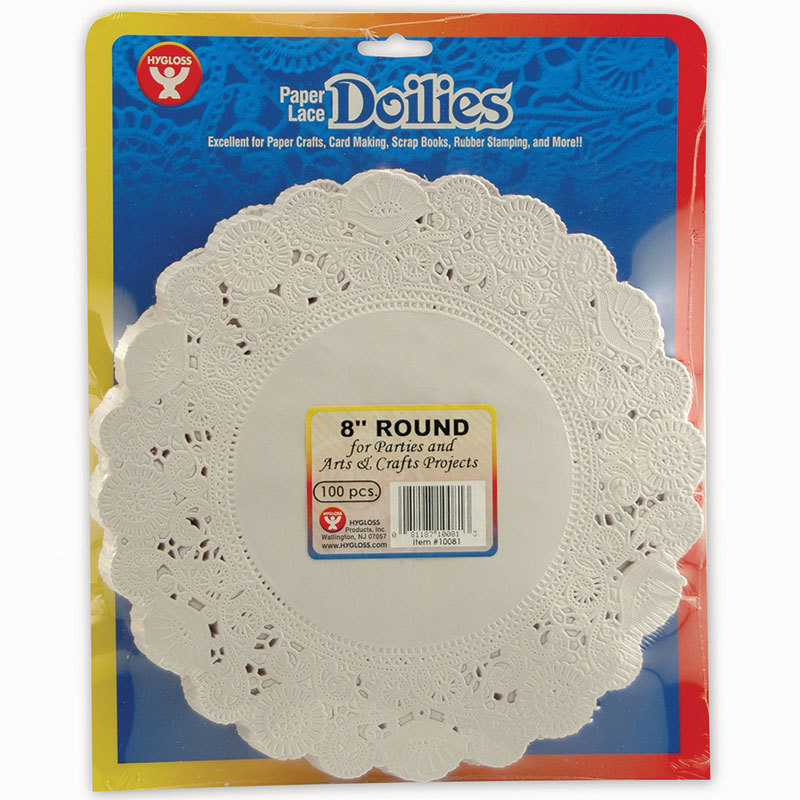 Hygloss Products Hyg10081bn 8 In. White Round Doilies - Pack Of 3