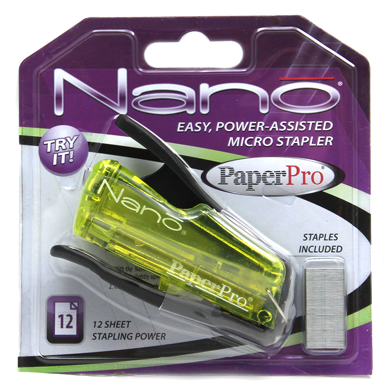 Ppr1811bn Paperpro Nano Miniature Stapler, Translucent Green - 4 Each