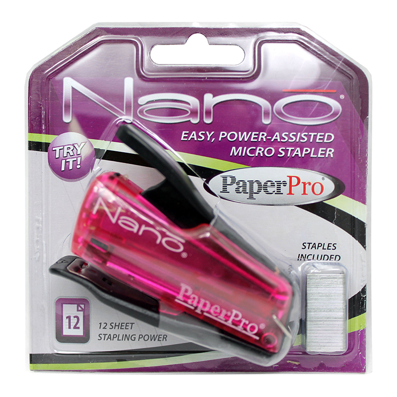 Ppr1813bn Paperpro Nano Miniature Stapler, Translucent Pink - 4 Each