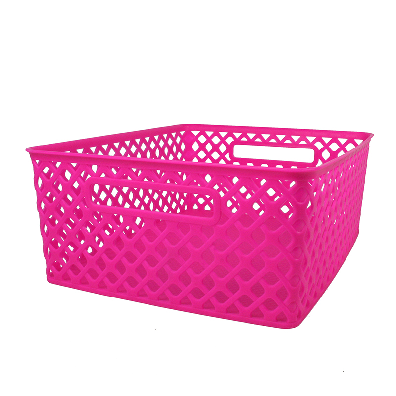 Romanoff Products Rom74107bn Medium Woven Basket, Hot Pink - 3 Each - Pack Of 3