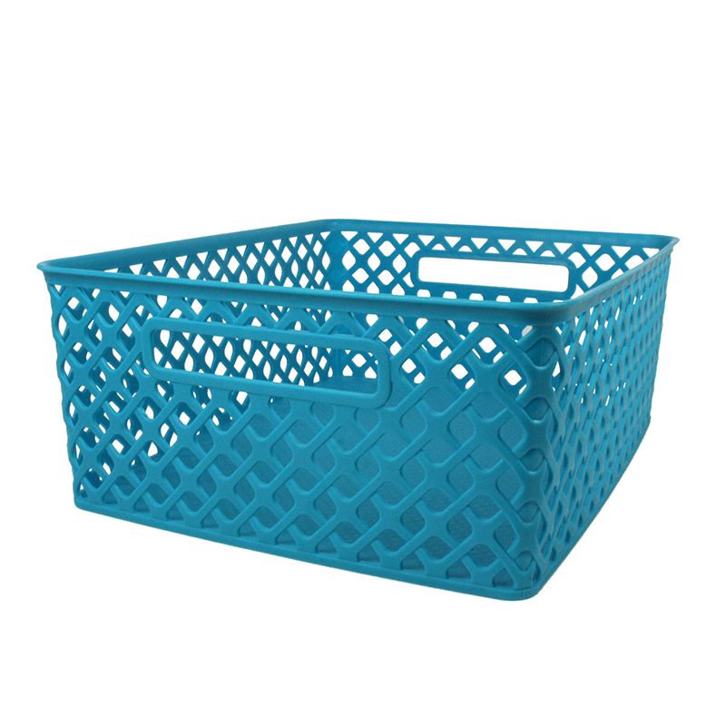 Romanoff Products Rom74108bn Medium Woven Basket, Turquoise - 3 Each - Pack Of 3