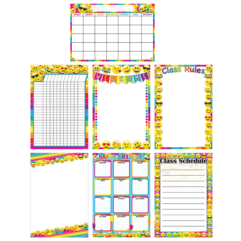 Ash91200 Emoji Charts 13 X 19 In. Assorted Style Poly - Pack Of 7