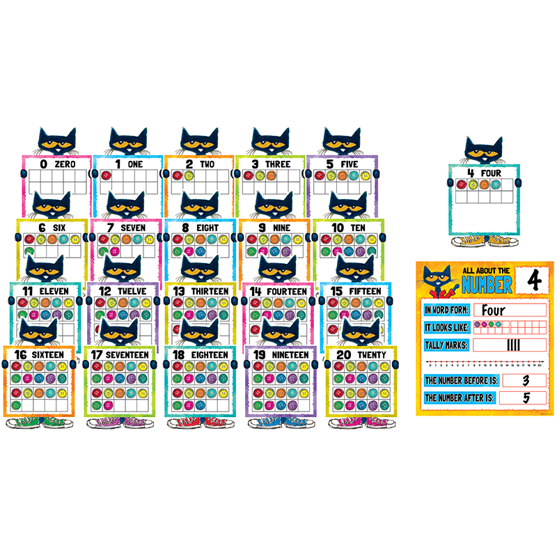 Tcr62005 Pete The Cat Numbers 0-20 Bulletin Board Set