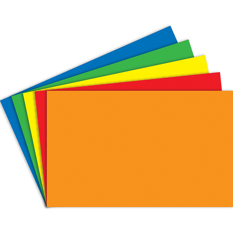 5 X 8 In. Blank Primary Index Cards Assorted Colors - 100 Count