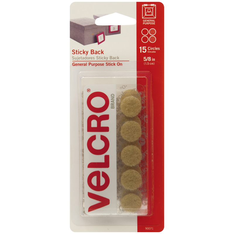 Cloth Hook And Eye Vec90071bn 0.63 In. Sticky Back Circles, Beige - Pack Of 12