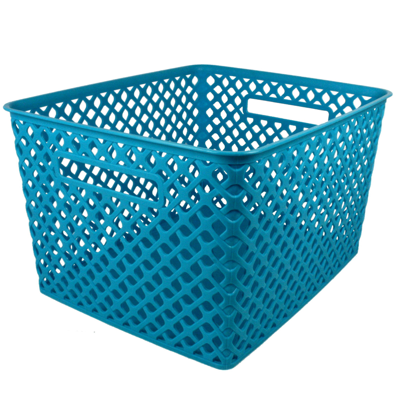 Romanoff Products Rom74208bn Lg Turquoise Woven Basket - Pack Of 3