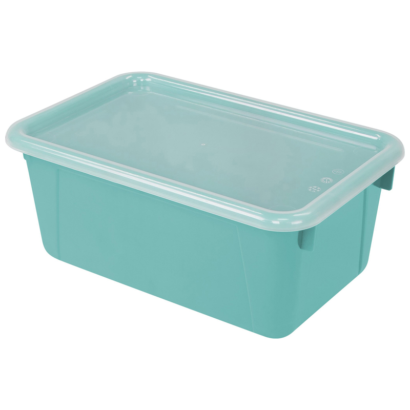 Stx62412u06cbn Small Cubby Bin With Cover, Teal - Pack Of 3