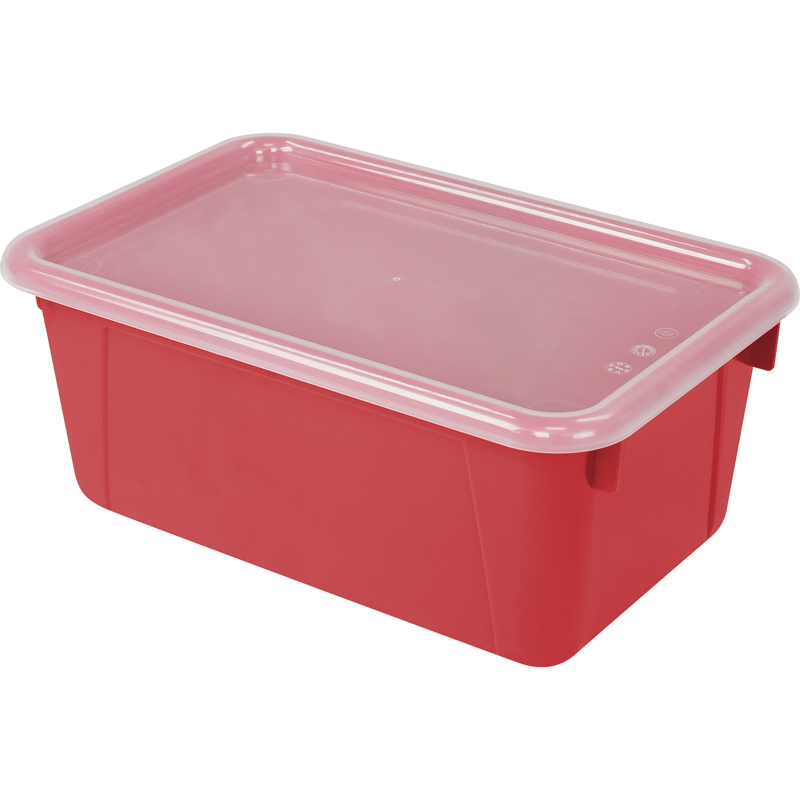 Stx62407u06cbn Classroom Small Cubby Bin With Cover, Red - Pack Of 3
