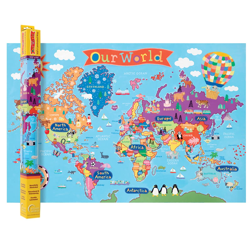 Round World Products Rwpkm01bn World Map For Kids - Pack Of 2