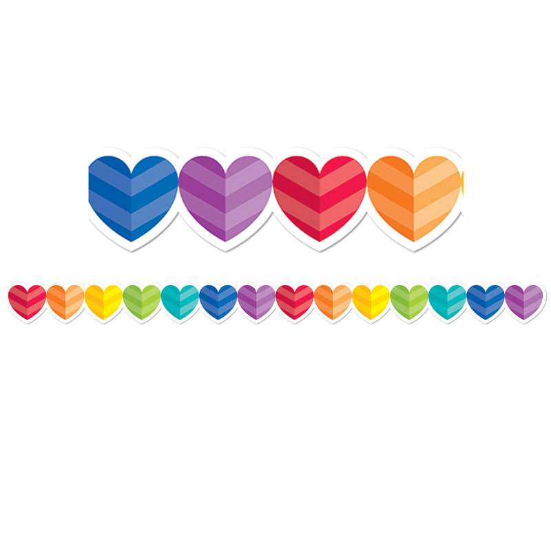 Ctp2678bn Rainbow Hearts Border - Pack Of 6