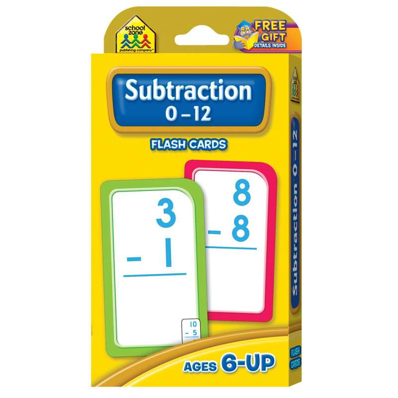 School Zone Publishing Szp04007bn Subtraction 0-12 Flash Cards, Pack Of 12