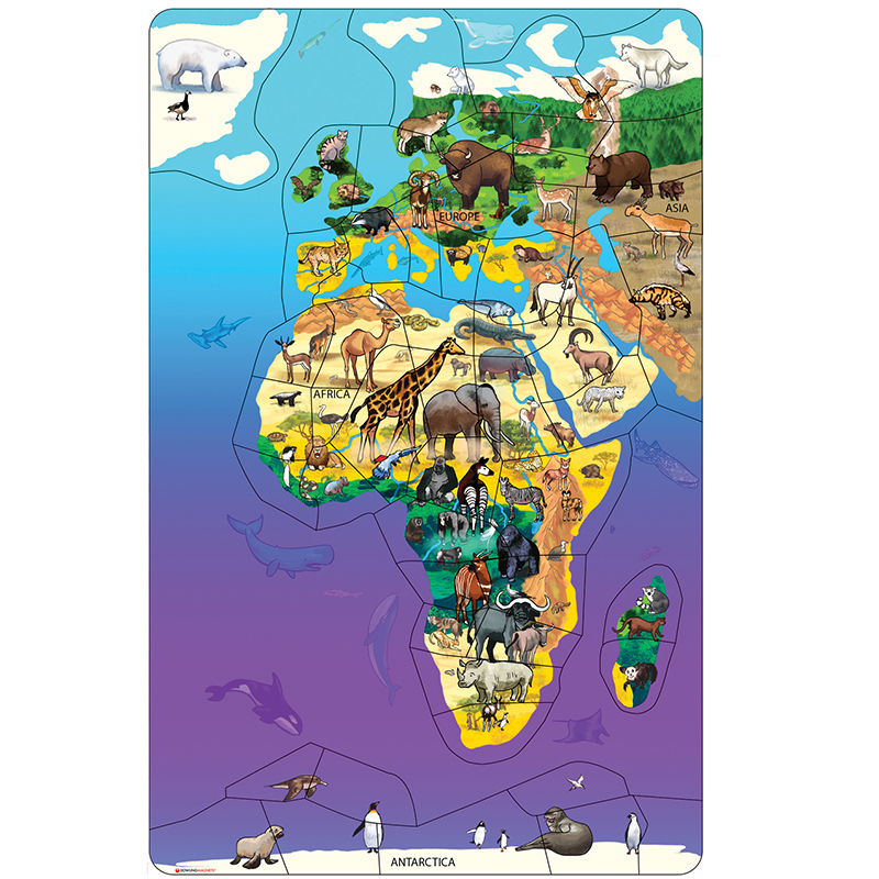 Do-734110 11.5 X 18 In. Eurasia Africa Wildlife Map Puzzle