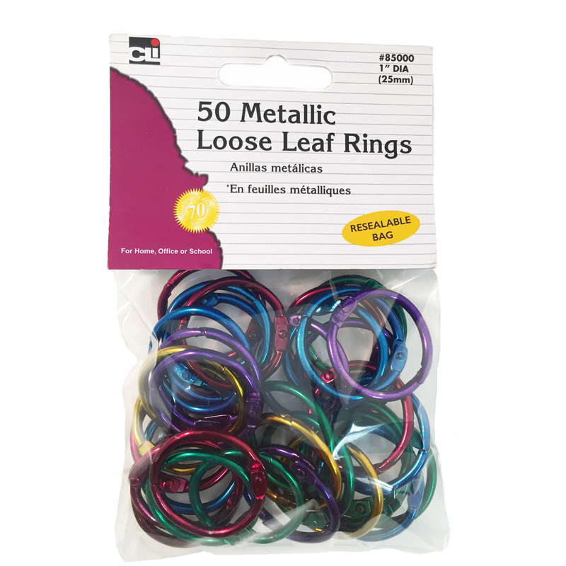 Charles Leonard Chl85000bn Sitter Seat Height Metallic Book Rings - Assorted Color, Pack Of 3
