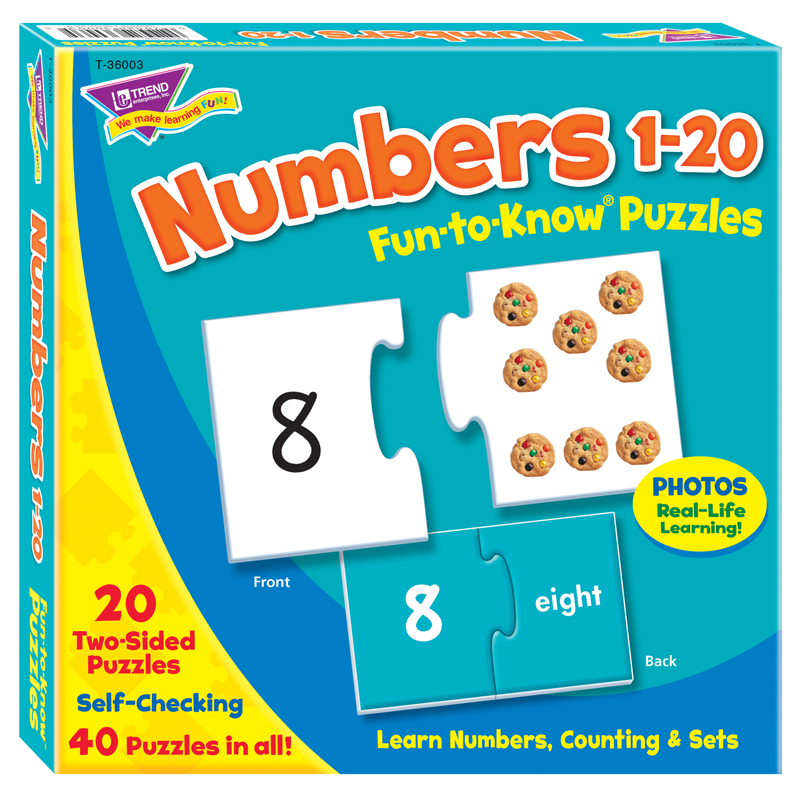 T-36003bn 3 Each Numbers 1-20 Fun-to-know Puzzles
