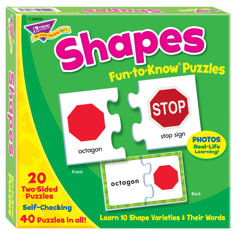 T-36008bn 3 Each Shapes Fun-to-know Puzzles