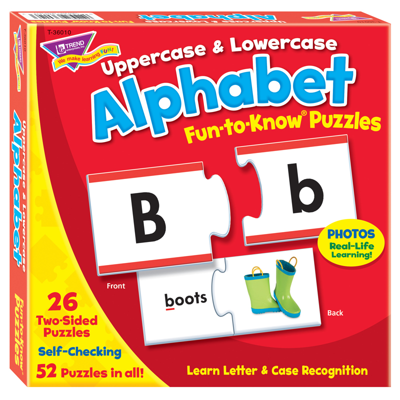 T-36010bn 3 Each Uppercase & Lowercase Alphabet Fun-to-know Puzzles
