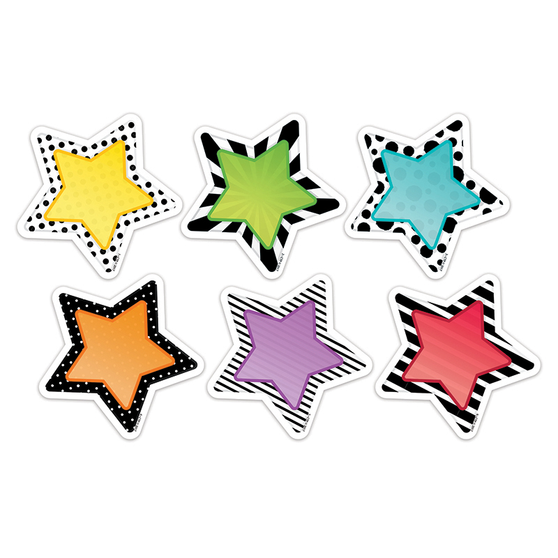 Ctp8091bn 3 In. Bold Bright Stars Designer Cut-outs - Pack Of 6