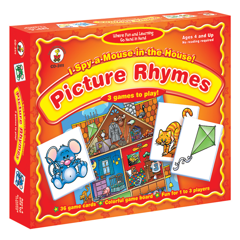 Carson Dellosa Cd-3111bn 3 Each I Spy A Mouse In The House Picture Rhymes Board Game