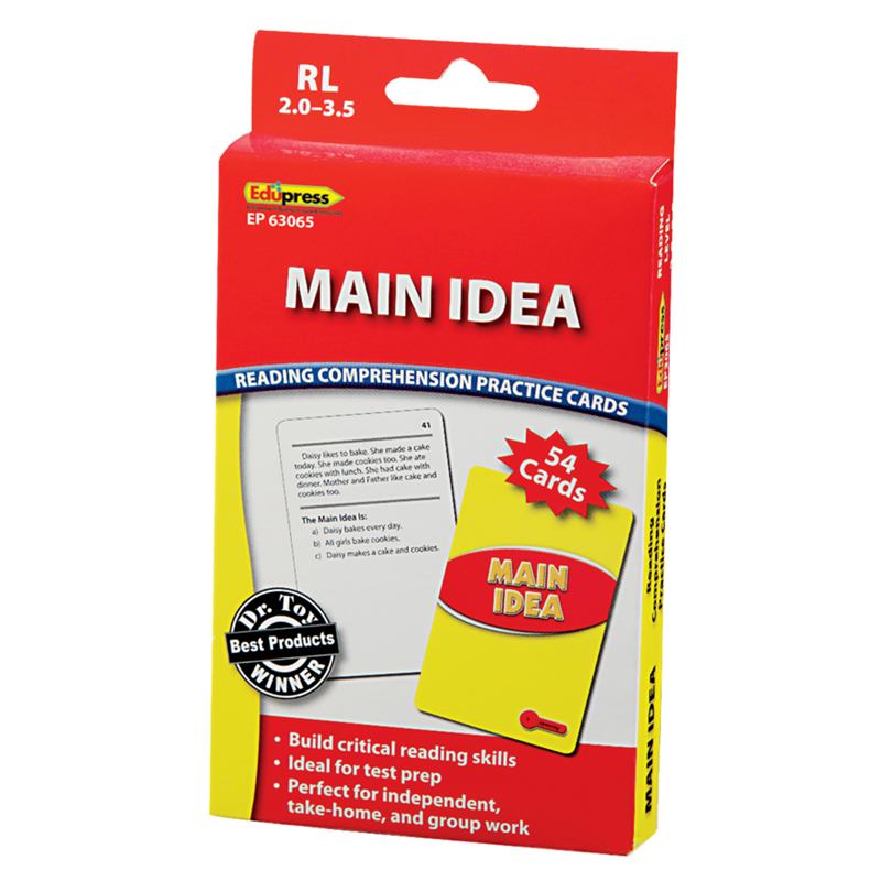 Ep-3065bn 3 Each The Main Idea Reading Comprehension Practice Cards - Reading Levels 2.0-3.5