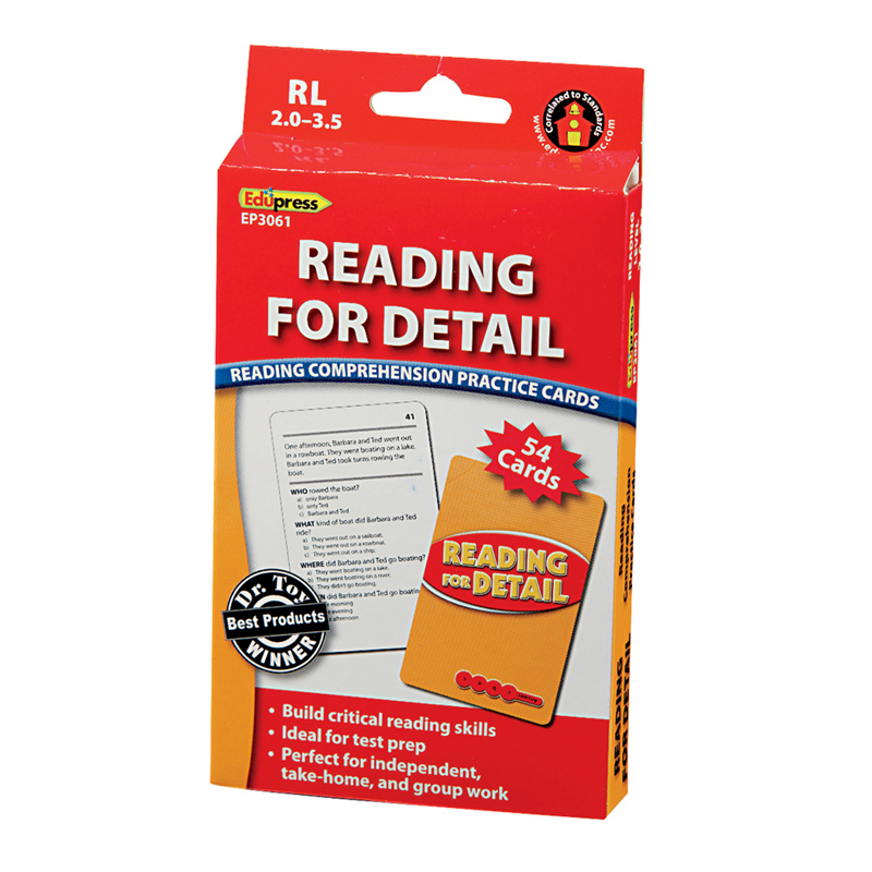 Ep-3061bn 3 Each Reading For Detail Reading Comprehension Practice Cards - Reading Levels 2.0-3.5