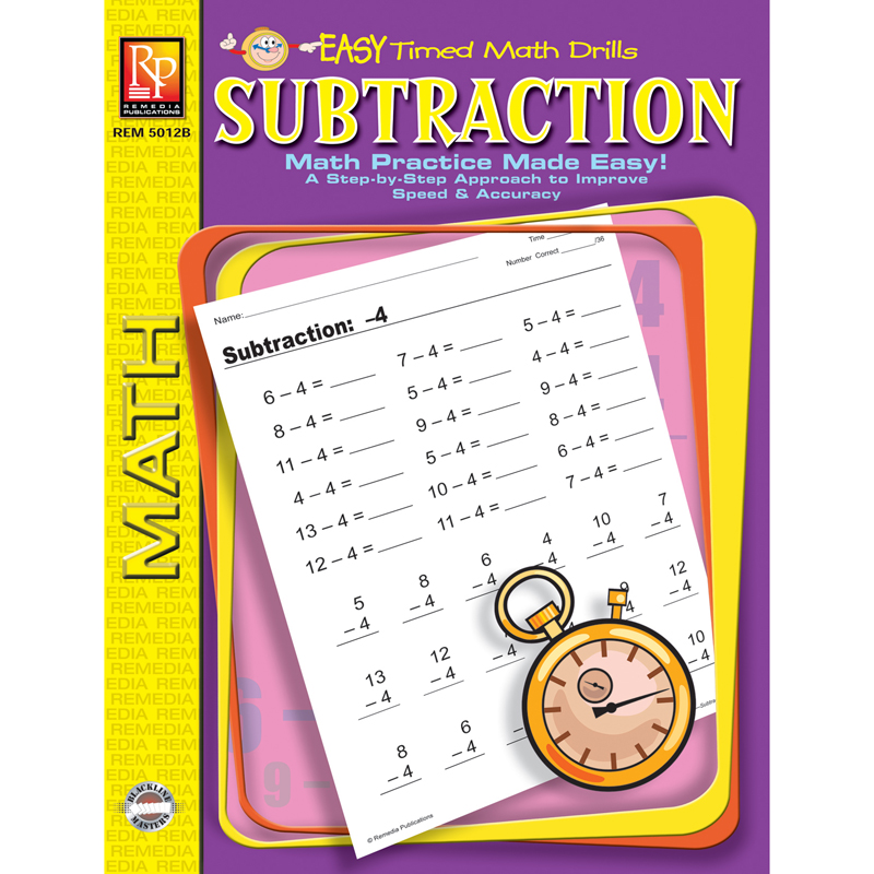 Rem5012bbn 3 Each Easy Timed Math Drills Subtraction