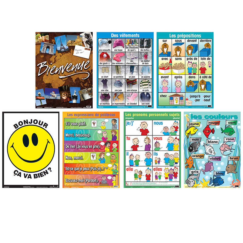 Pszps57 24 X 18 In. French Essential Classroom Posters - Set Of 2