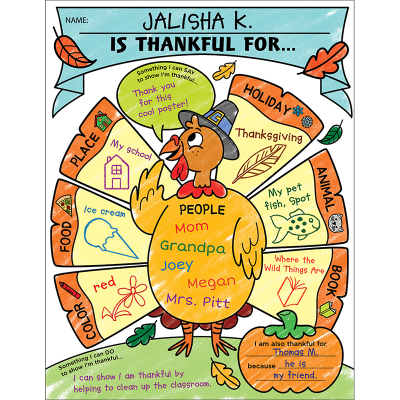 Scholastic Teaching Resources Sc-831434 17 X 22 In. I Am Thankful Personal Poster Set