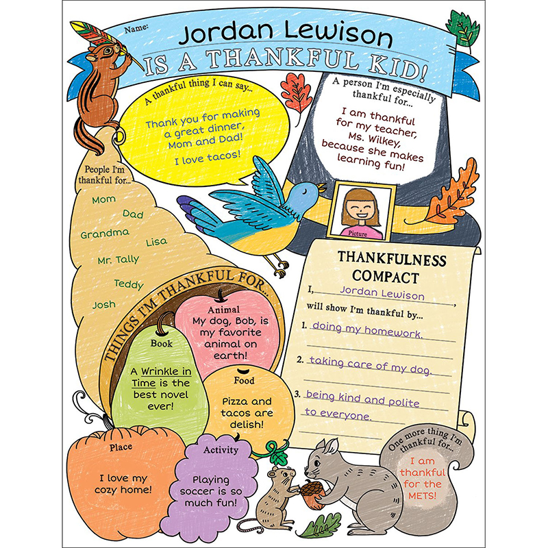 Scholastic Teaching Resources Sc-831435 17 X 22 In. Im A Thankful Kid Personal Poster Set