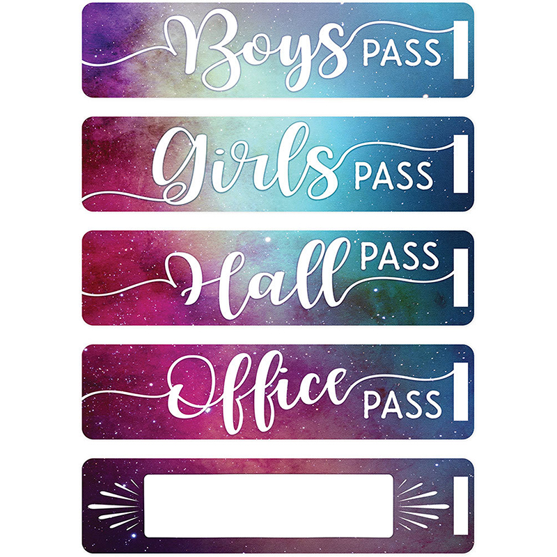 Top10572 2.25 X 7.75 In. Galaxy Script Magnetic Hall Pass Set