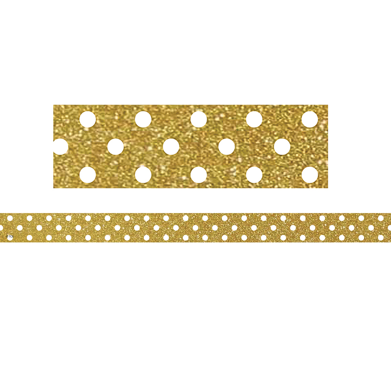 Tcr77337 10 X 0.75 In. Clingy Thingies - Gold With White Polka Dots Strips
