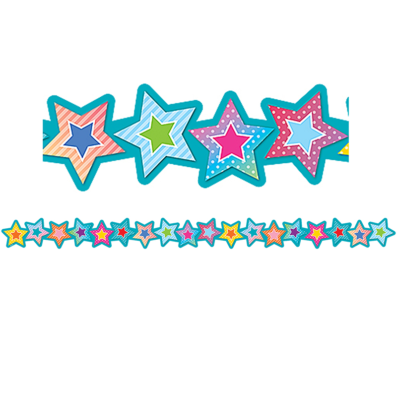 Tcr8779 2.75 X 35 In. Colorful Vibes Stars Die-cut Border Trim