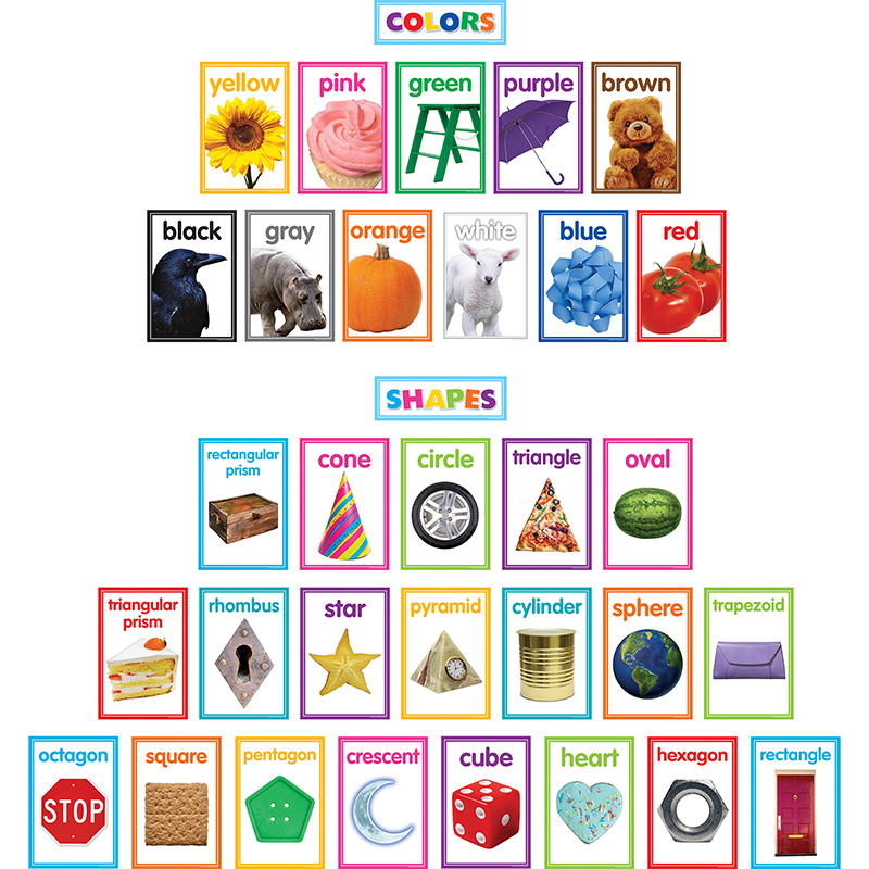 Tcr8799 5.75 X 8.5 In. Colorful Photo Shapes & Colors Cards Bulletin Board Set