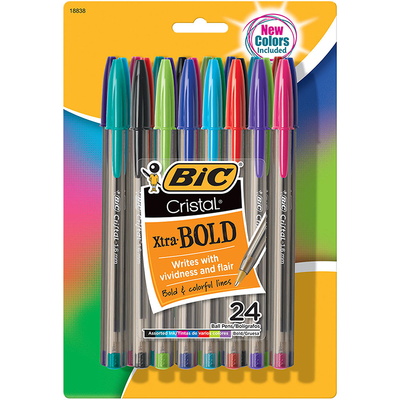 Usa Msbapp241astbn Cristal Xtra Bold Ball Pen, 24 Per Pack - Pack Of 3