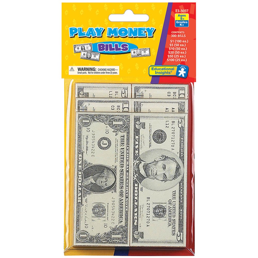 Ei-3057bn Lets Pretend Play Money Bills - 2 Piece