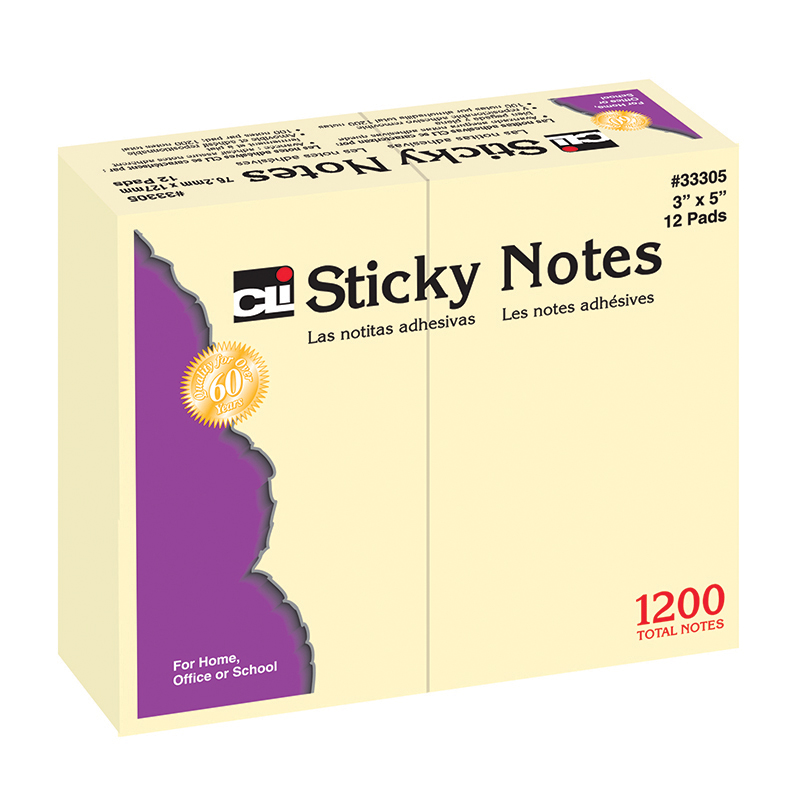 Charles Leonard Chl33305-3 Plain Sticky Notes - 3 X 5 In. - Pack Of 3