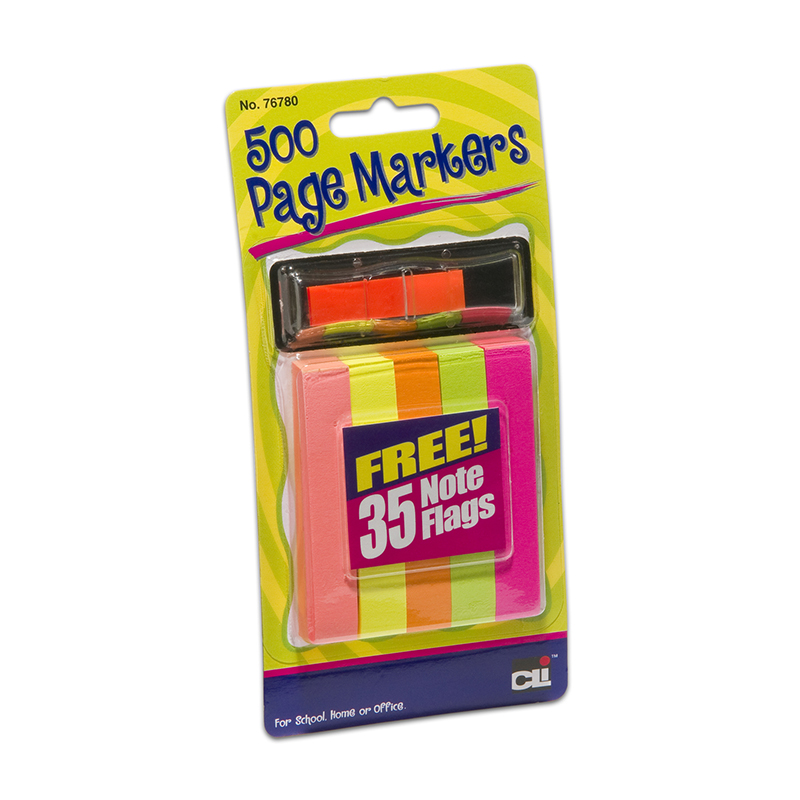 Charles Leonard Chl76780st-12 Page Markers 500 With 35 Note Flags 12 Shelf Tray - Pack Of 12