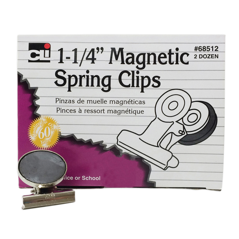 Charles Leonard Chl68512-2 1.25 In. Magnetic Spring Clips - 24 Per Box - Box Of 2