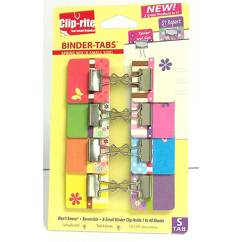 Crt052-6 Binder Tabs Spring Collection With Extra Small Clips - 8 Per Pack - Pack Of 6