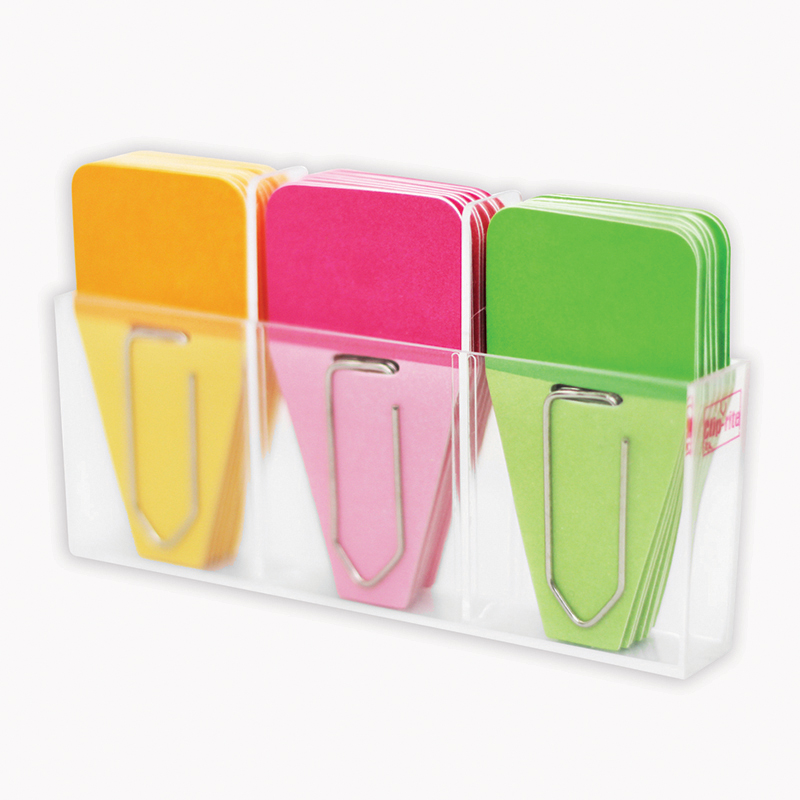 Crt109-6 Solid Clip Tabs, Pink, Green & Orange - 24 Per Pack - Pack Of 6