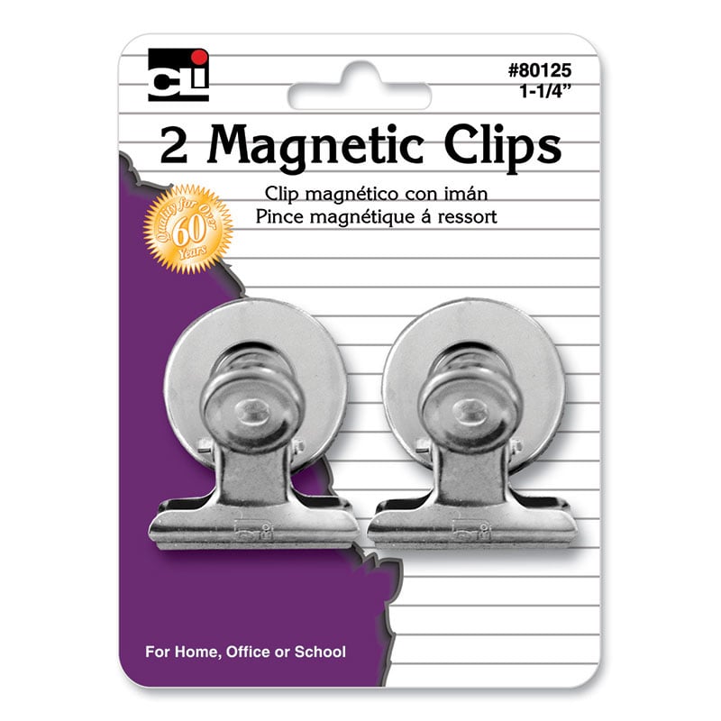 Charles Leonard Chl80125-24 1.25 In. Magnetic Spring Clips - 2 Per Pack - Pack Of 24