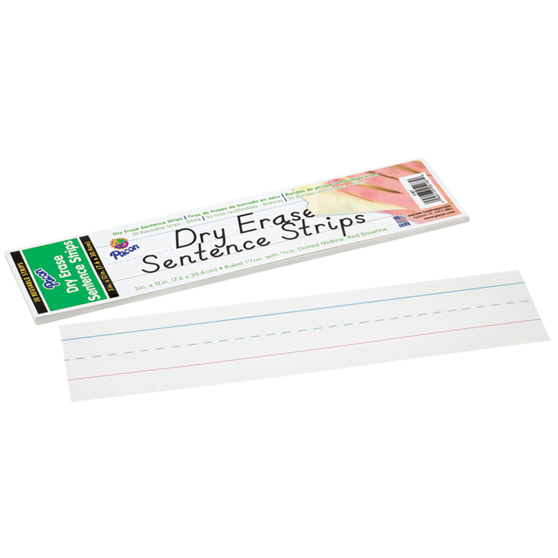 Pacon Pac5187-6 Dry Erase Sentence Strips, White - 3 X 12 In. - Pack Of 6